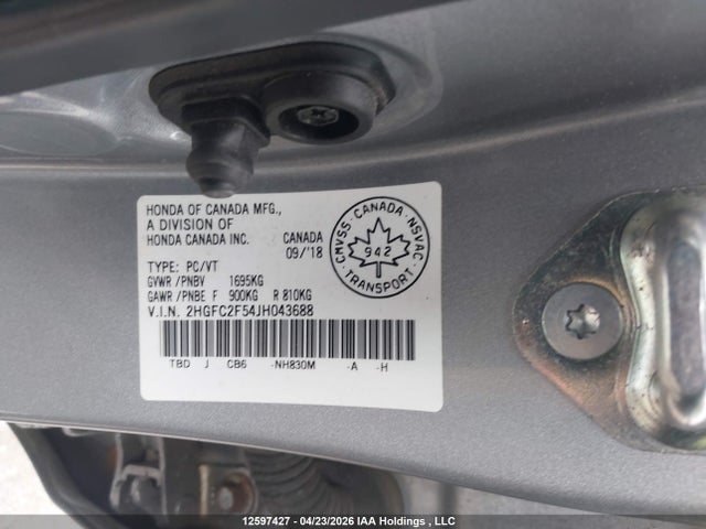 2HGFC2F54JH043688 Honda Civic Lx