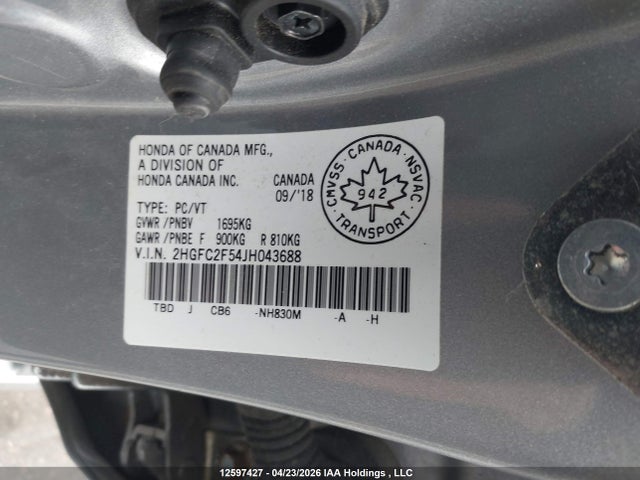 2HGFC2F54JH043688 Honda Civic Lx