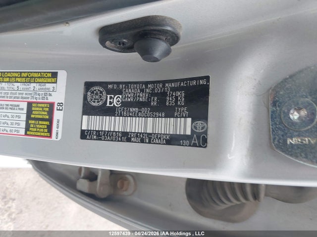 12597439 :رقم المزاد ، 2T1BU4EE8DC052948 vin ، 2013 Toyota Corolla Ce مزاد بيع