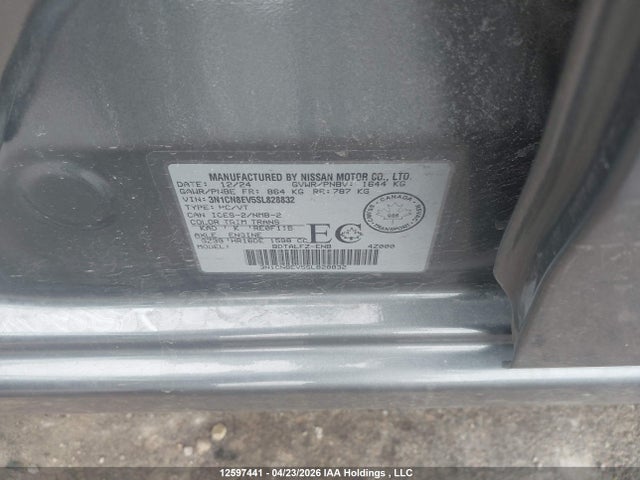 Aukcja sprzedaży 2025 Nissan Versa Sv, vin: 3N1CN8EV5SL828832, numer aukcji: 12597441