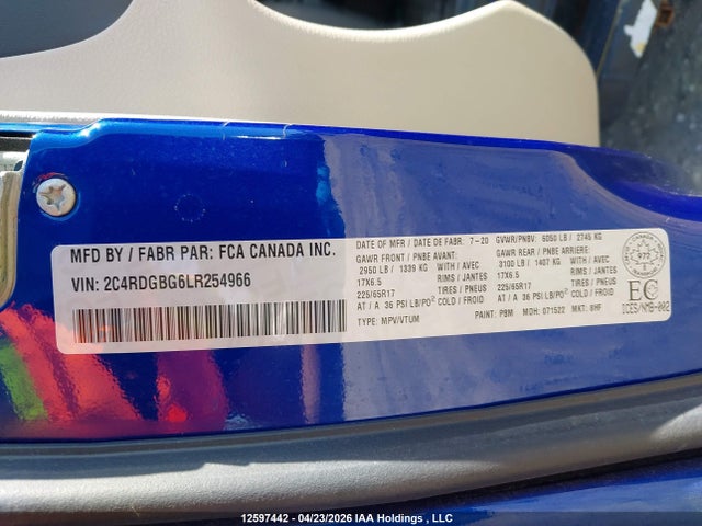 2C4RDGBG6LR254966 Dodge Grand Caravan Se