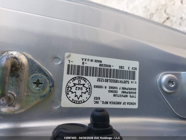 Продажа на аукционе авто 2003 Honda Element Ex, vin: 5J6YH18553L801232, номер лота: 12597452