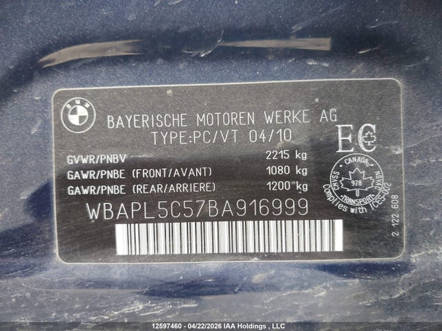 Продажа на аукционе авто 2011 Bmw 335 Xi, vin: WBAPL5C57BA916999, номер лота: 12597460