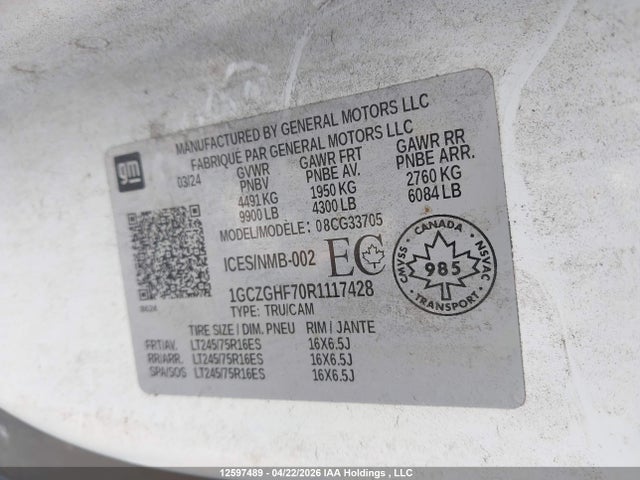 1GCZGHF70R1117428 Chevrolet EXPRESS G3500