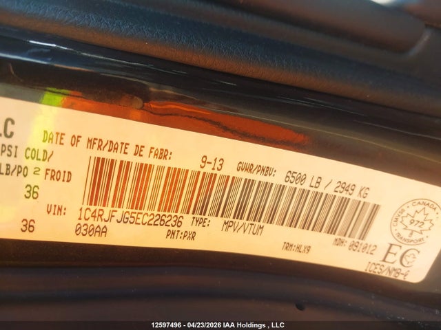 12597496 :رقم المزاد ، 1C4RJFJG5EC226236 vin ، 2014 Jeep Grand Cherokee Summit مزاد بيع