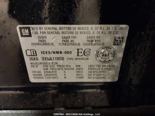 3GKALTEX0JL118836 GMC Terrain Sle