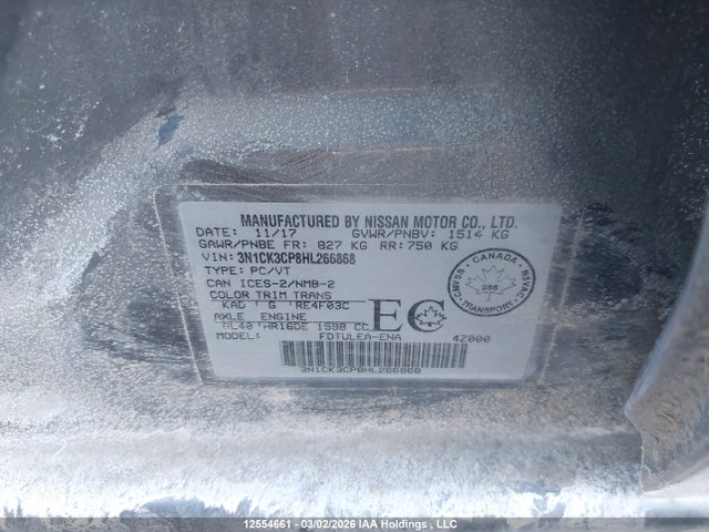 3N1CK3CP8HL266868 Nissan Micra S/sr/sv