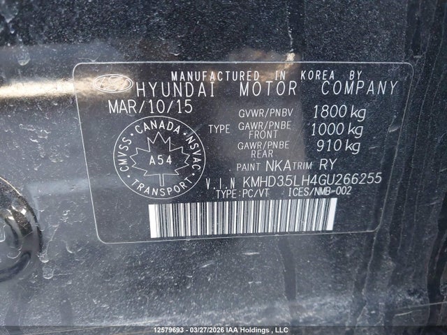 KMHD35LH4GU266255 Hyundai Elantra Gt Gls