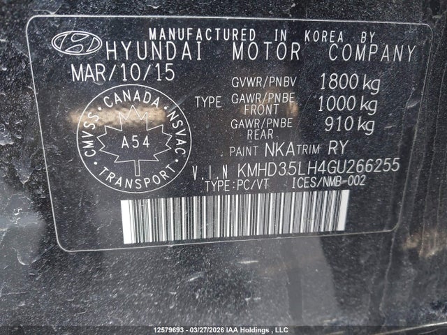 KMHD35LH4GU266255 Hyundai Elantra Gt Gls