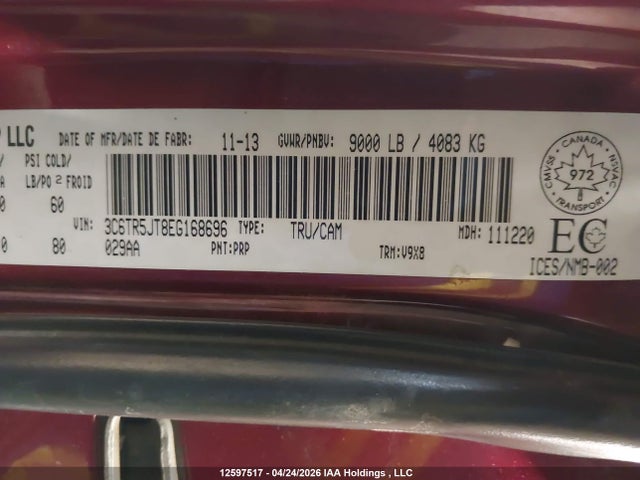 Продаж на аукціоні авто 2014 Ram 2500 Slt, vin: 3C6TR5JT8EG168696, номер лоту: 12597517