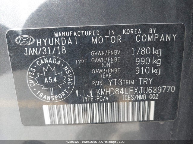 Продажа на аукционе авто 2018 Hyundai Elantra, vin: KMHD84LFXJU639770, номер лота: 12597529