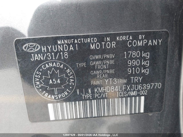 Продажа на аукционе авто 2018 Hyundai Elantra, vin: KMHD84LFXJU639770, номер лота: 12597529