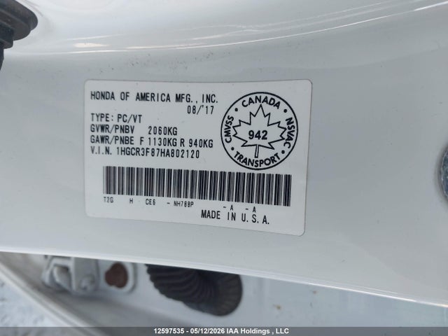 1HGCR3F87HA802120 Honda Accord Ex-l V6