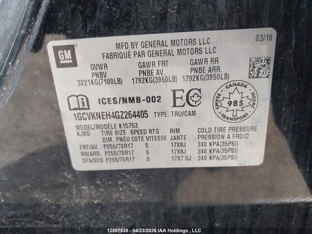 1GCVKNEH4GZ264405 Chevrolet Silverado 1500