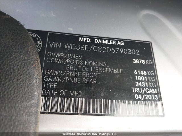 Aukcja sprzedaży 2013 Mercedes-benz Sprinter 3500 Standard Roof, vin: WD3BE7CC2D5790302, numer aukcji: 12597544