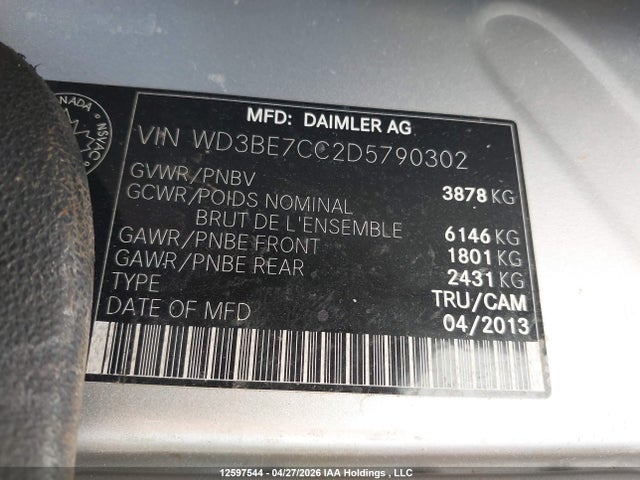 Aukcja sprzedaży 2013 Mercedes-benz Sprinter 3500 Standard Roof, vin: WD3BE7CC2D5790302, numer aukcji: 12597544