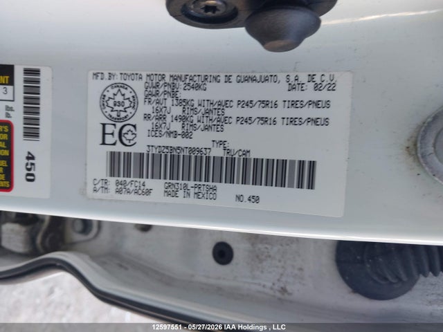 2022 Toyota Tacoma მანქანა იყიდება აუქციონზე, vin: 3TYDZ5BN5NT009637, აუქციონის ნომერი: 12597551