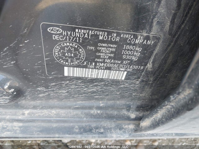 Aukcja sprzedaży 2012 Hyundai Elantra Touring Gls, vin: KMHDB8AE2CU143819, numer aukcji: 12597552