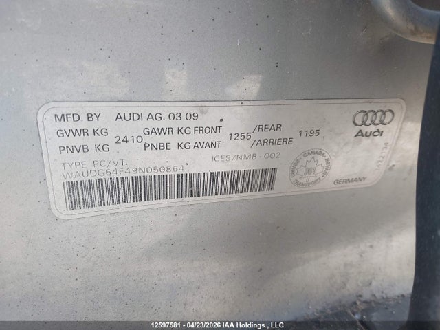 Aukcja sprzedaży 2009 Audi A6 Premium, vin: WAUDG64F49N050864, numer aukcji: 12597581