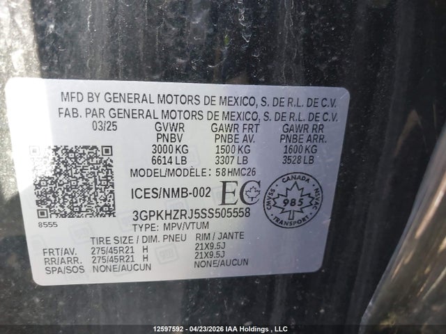 12597592 :رقم المزاد ، 3GPKHZRJ5SS505558 vin ، 2025 Honda Prologue Touring مزاد بيع