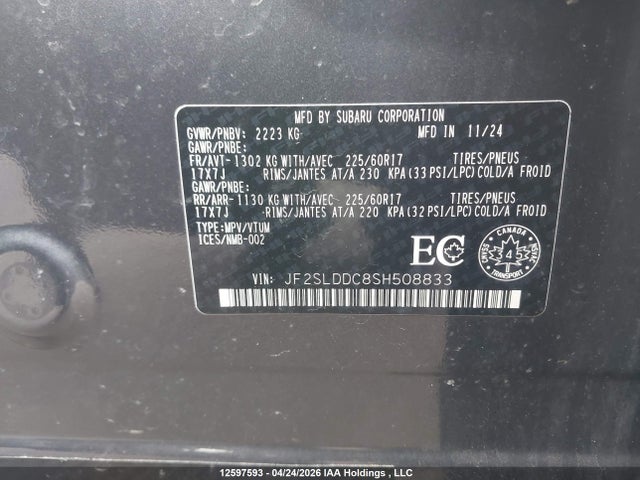 Aukcja sprzedaży 2025 Subaru Forester Premium, vin: JF2SLDDC8SH508833, numer aukcji: 12597593