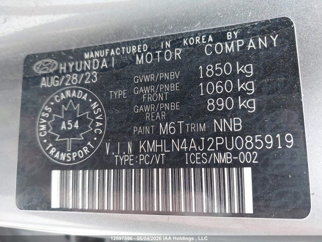 Продажа на аукционе авто 2023 Hyundai Elantra Hybrid Luxury, vin: KMHLN4AJ2PU085919, номер лота: 12597596