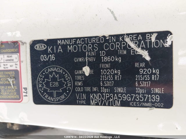 KNDJP3A59G7357139 KIA Soul Energy Edition/ex/ex+/ex+ Eco/sport Special Edition/sx/sx Luxury/urban Special Edition