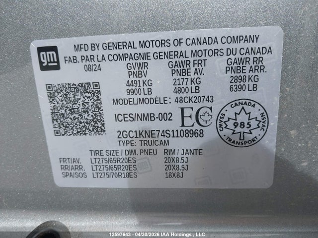 2GC1KNE74S1108968 Chevrolet Silverado 2500hd Lt