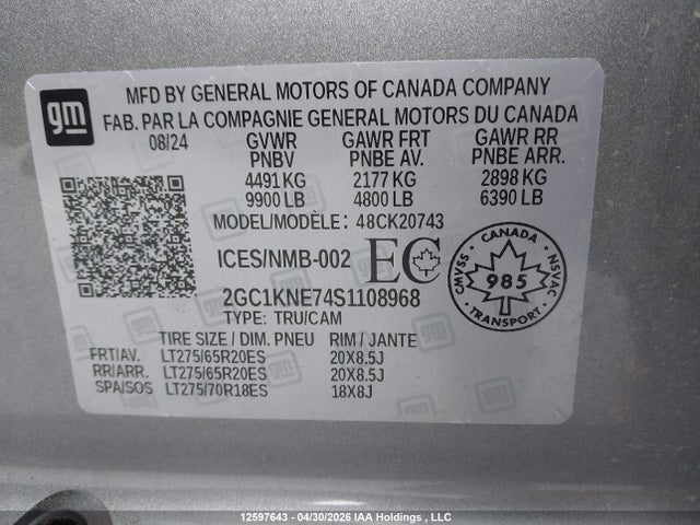 2GC1KNE74S1108968 Chevrolet Silverado 2500hd Lt