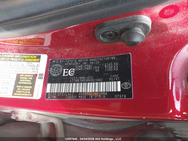 2021 Toyota Avalon Limited მანქანა იყიდება აუქციონზე, vin: 4T1NB1BB5MU001062, აუქციონის ნომერი: 12597645