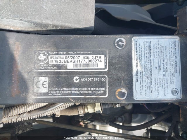 Aukcja sprzedaży 2007 Can-am Outlander 800, vin: 3JBEKSH177J000274, numer aukcji: 12597659
