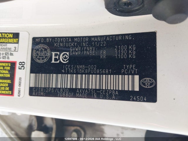 4T1K61BK8PU085681 Toyota Camry