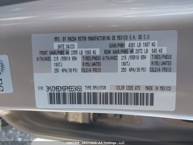 Продаж на аукціоні авто 2023 Mazda Cx-30 Gt, vin: 3MVDMBDM9PM553458, номер лоту: 12597689
