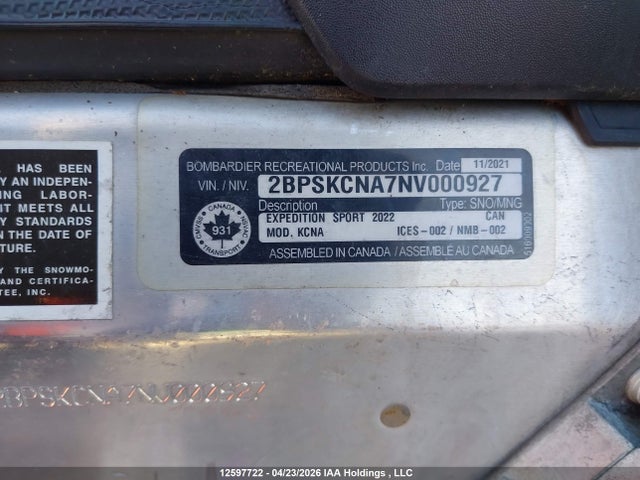 Skidoo Skidoo. 2022 2BPSKCNA7NV000927 Image 9