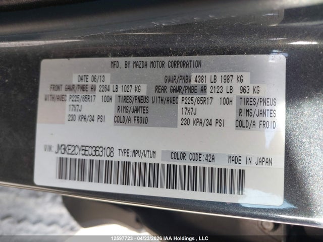 JM3KE2CY5E0363108 Mazda Cx-5 Touring