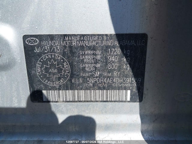 Продаж на аукціоні авто 2013 Hyundai Elantra Gls/limited, vin: 5NPDH4AE4DH391559, номер лоту: 12597727