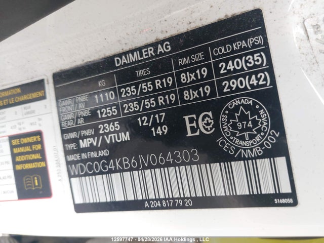 WDC0G4KB6JV064303 Mercedes-Benz Glc 300 4matic