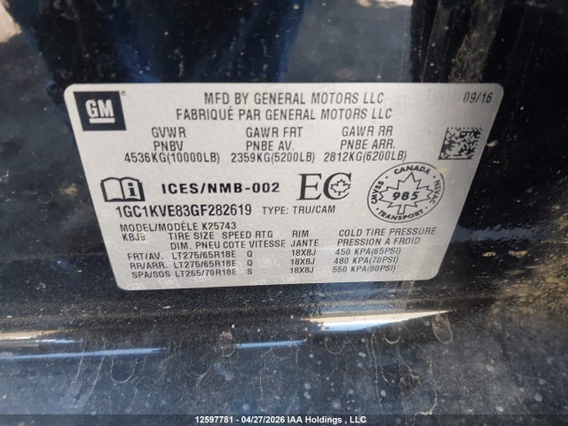 1GC1KVE83GF282619 Chevrolet Silverado K2500 Heavy Duty Lt