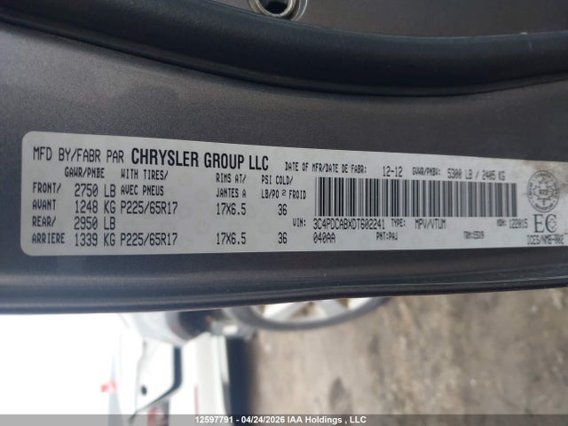 Aukcja sprzedaży 2013 Dodge Journey Cvp/se Plus, vin: 3C4PDCABXDT602241, numer aukcji: 12597791