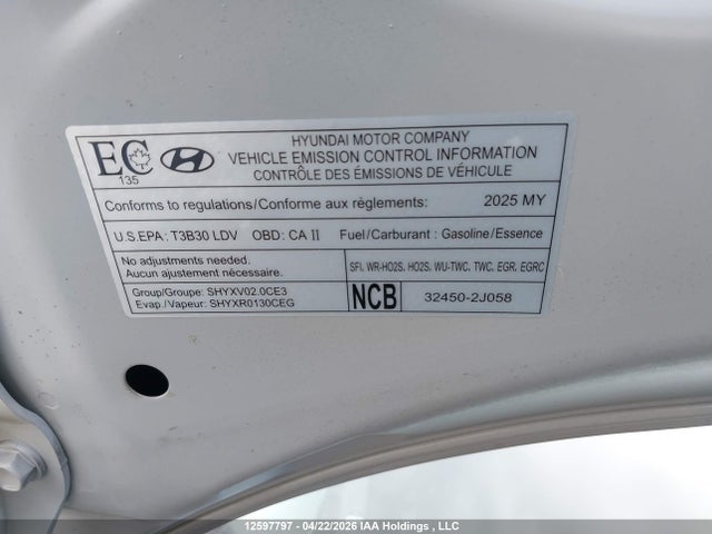 12597797 :رقم المزاد ، KMHLM4DG9SU026524 vin ، 2025 Hyundai Elantra Sel Sport مزاد بيع