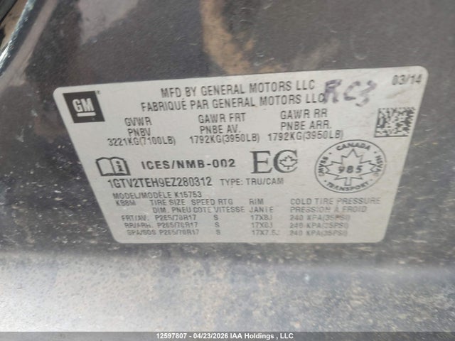 1GTV2TEH9EZ280312 GMC SIERRA 1500