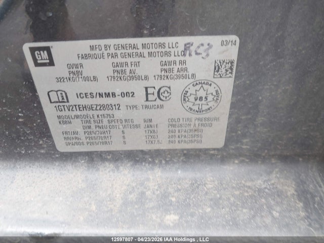 1GTV2TEH9EZ280312 GMC SIERRA 1500