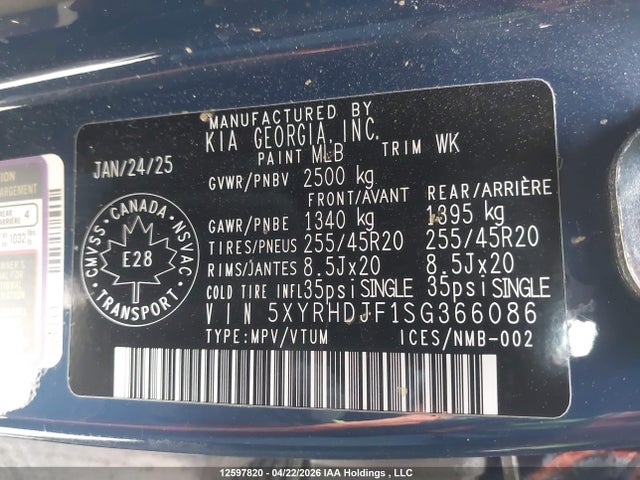 5XYRHDJF1SG366086 KIA Sorento Ex/x-line Ex