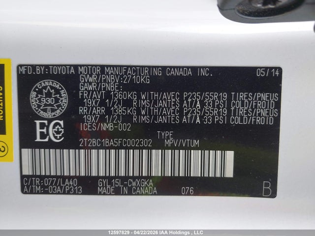 Aukcja sprzedaży 2015 Lexus Rx 450h, vin: 2T2BC1BA5FC002302, numer aukcji: 12597829