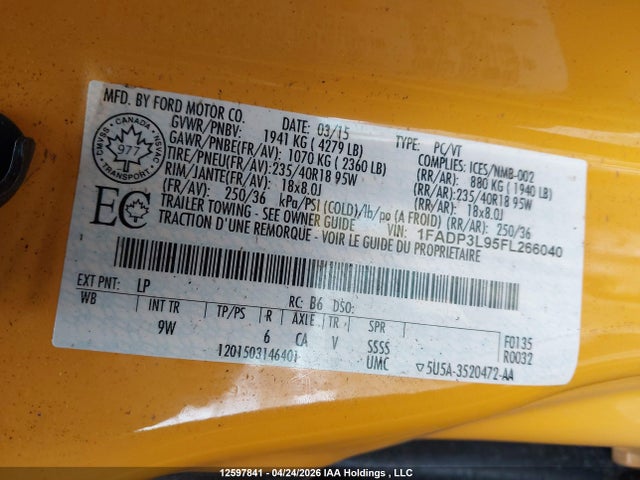 Aukcja sprzedaży 2015 Ford Focus St St, vin: 1FADP3L95FL266040, numer aukcji: 12597841