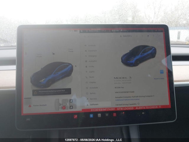 5YJ3E1EB1NF174361 Tesla Model 3 Long Range