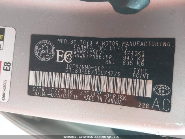 Продажа на аукционе авто 2013 Toyota Corolla Ce, vin: 2T1BU4EE7DC071779, номер лота: 12597885