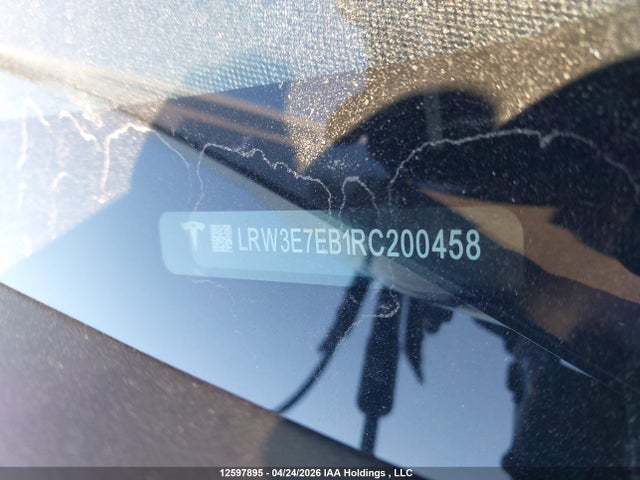 12597895 :رقم المزاد ، LRW3E7EB1RC200458 vin ، 2024 Tesla Model 3 Long Range مزاد بيع