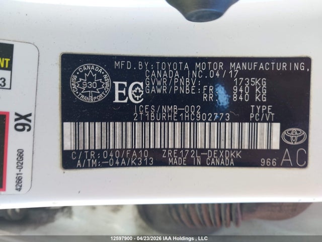 2T1BURHE1HC902773 Toyota Corolla L/le/xle/se/xse