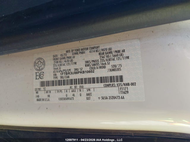 1FTBR3U88PKB10602 Ford Transit T-250